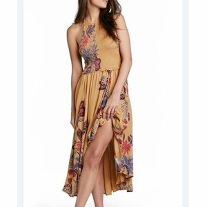 Free People Seasons in the Sun Dress Large Romantic Floral Boho Garden Hippie